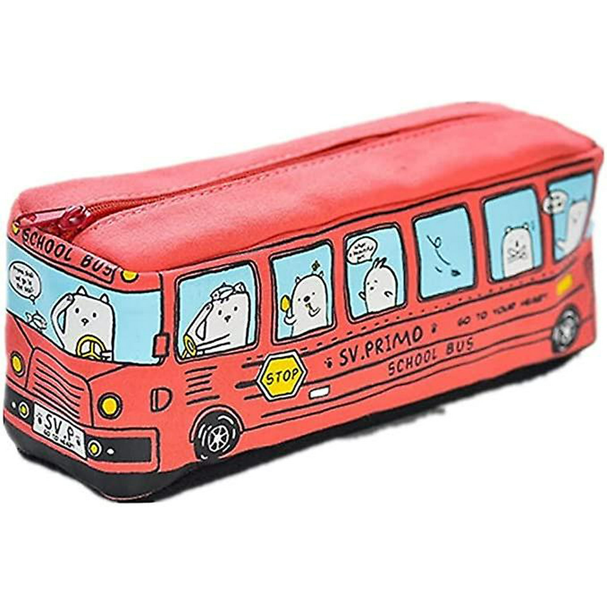 SICED Bus Pencil Case Large Capacity Student Stationery Box Cartoon Pen  Holder Bag Red | Walmart Canada