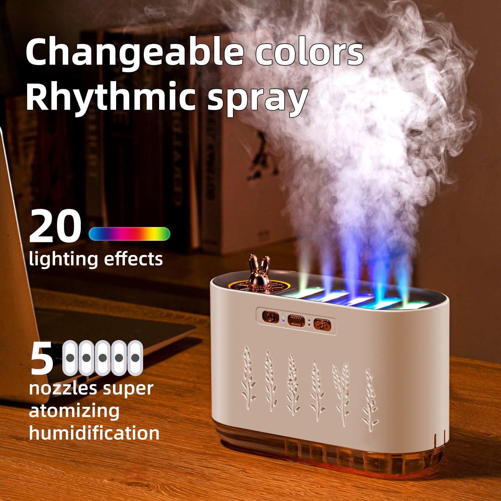 Qholemyo Easy Clean Humidifier Usb Device With Humidity Display Quiet Cool Mist For Bedroom Office And Plants Home Goods