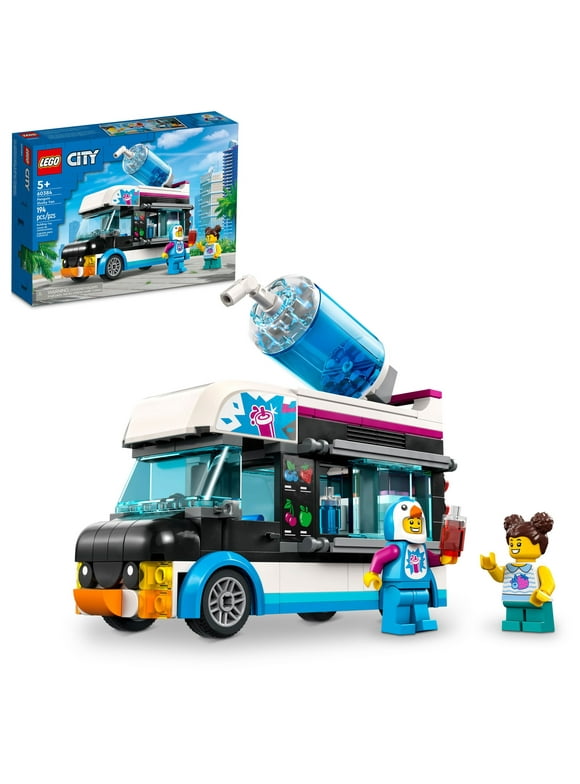 LEGO City Penguin Slushy Van Building Toy, Features a Truck and Costumed Minifigure, Summer Series Set, Great Gift Idea for Boys, Girls and Kids Ages 5 and Up, 60384