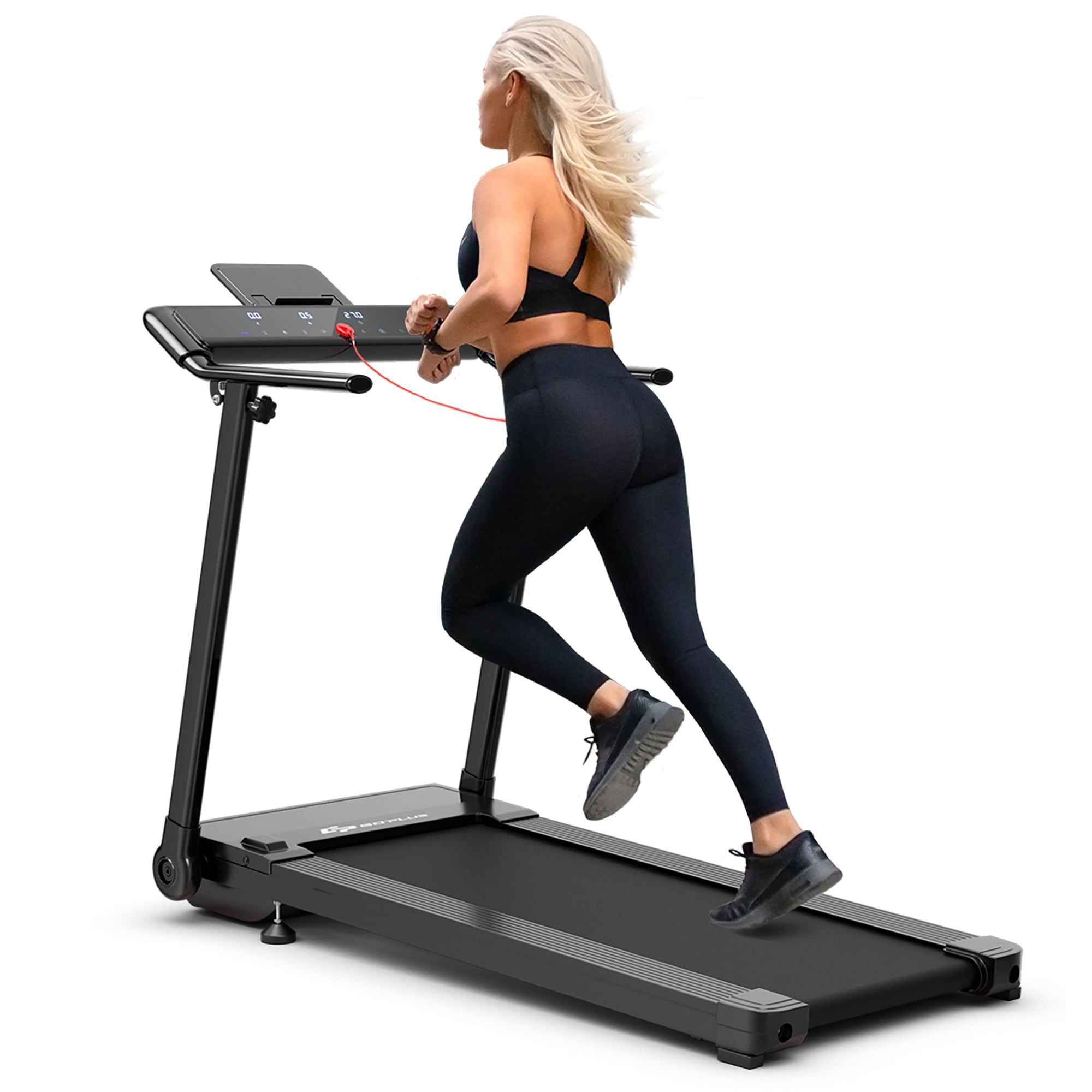 Portable Running Jogging Machine with Bluetooth Speaker Perfect for Home and Office Use Goplus Electric Folding Treadmill APP Control and 17'' Wide Tread Belt