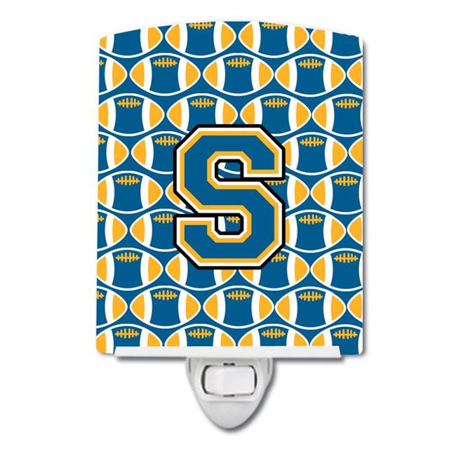 Carolines Treasures CJ1077-SCNL Letter S Football Blue & Gold Ceramic Night Light