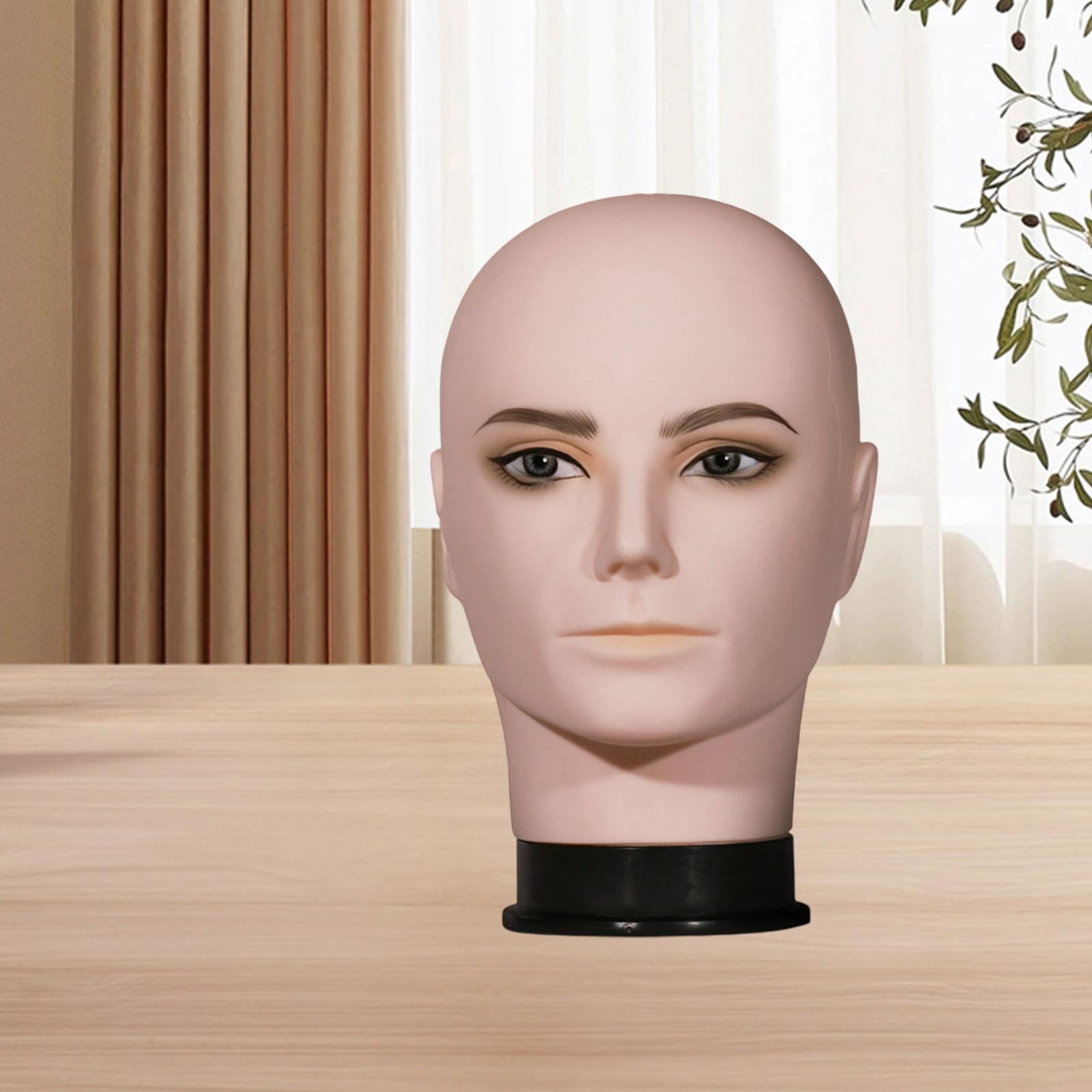 Stgfyxgs Male Bald Mannequin Head Manikin Head,Professional,Smooth,Stable Base Hat Display Rack Holder for Making Styling