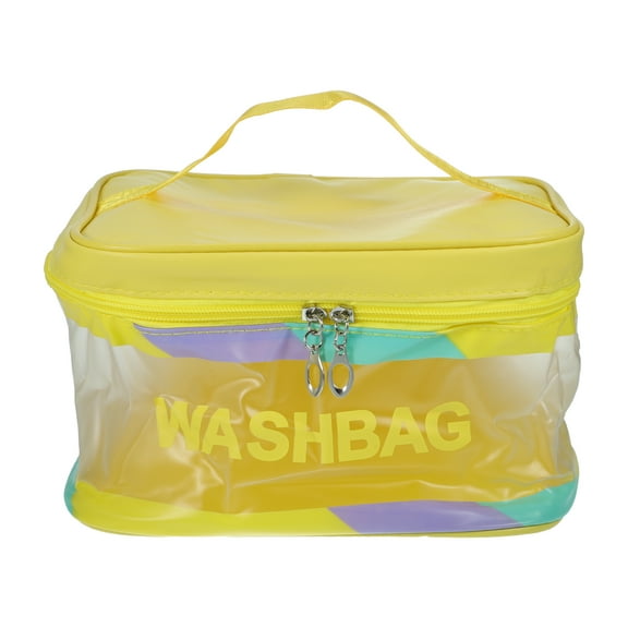 1 Pc Women Portable Square Makeup Bag for Vacation Camping Business Travel Yellow