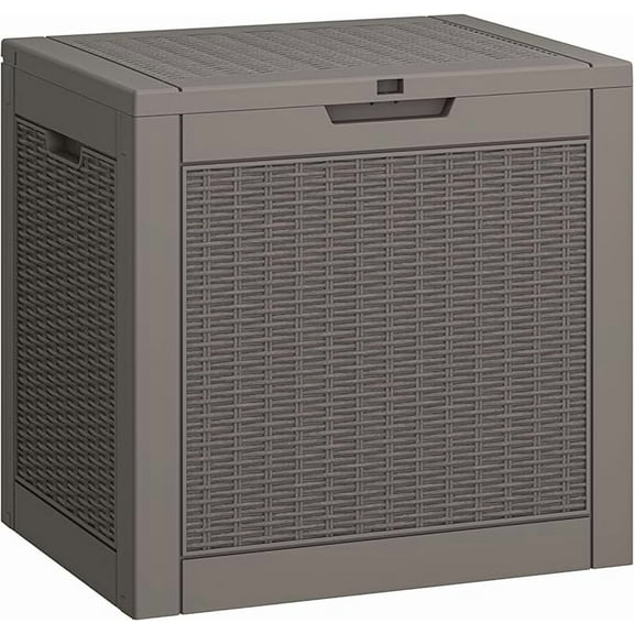 31 Gallon Deck Box, Resin Outdoor Storage Box, Waterproof and UV Resistant Deck Box, Lightweight Storage Box for Garden Tools, Pool Supplies - Gray