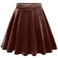 thumbnail image 3 of OGLCCG Girls Vintage Velvet Skater Mini Skirts Stretchy Flared Pleated Skater Skirt Solid Color High Waist Flowy Skirts 4-15 Years, 3 of 7