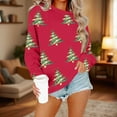 thumbnail image 4 of Lorytime Crew Neck Sweatshirts Women Christmas Tree Print Shirt Long Sleeve Pullover Drop Shoulder Tops for Holiday, 4 of 5