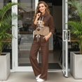 thumbnail image 2 of Renewold Sweatsuits Women 2 Piece Outfit Oversized Matching Tracksuit Sets Long Sleeve Top and High Waisted Wide Leg Sweatpants with Pockets Warm Fall Winter Outfits, Labrador Paw Print Brown, XS, 2 of 7