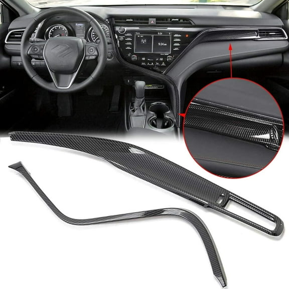 Xotic Tech Center Console Stripe and Passenger Dash AC Vent Panel Cover Trim Set, Carbon Fiber Pattern, Compatible with Camry 2018-2024