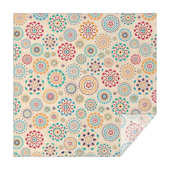 Multicolor Ethnic Floral Pattern Square Tablecloth,Waterproof Square Table Cover,Wipeable Spillproof Washable Table Cover for Home Kitchen Party Decor 42"X42"(107x107cm)