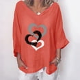 thumbnail image 2 of IROINNID On Sale Plus Size Shirts for Women Cotton Shirts for Women Comfortable Printed V- Neck Three Quarter Sleeve T-shirt Blouse Loose Tops,Orange, 2 of 5