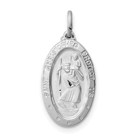 Saint Christopher Medal for Protection Sterling Silver Oval Pendant Necklace with Satin Finish Religious Travel Safety Jewelry for Men Spiritual Guardian Charm