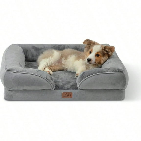 Orthopedic Dog Bed Medium Size Dogs Washable Medium Dog Cat Bed Waterproof Comfort Pet Couch Sofa with Washable Removable Cover Pets Bed with Noid Bottom Grey 28