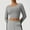 Gray, variant on VgaVtl T Shirts Women Cropped Long Sleeve Womens Plus Size Tops Plain Gray Slim Fitness Casual Shirts,S
