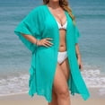 thumbnail image 4 of TEAJOPSUU Women's Kimono Beach Cover up for Summer Loose Bathing Suits Cardigans Casual Flowy Ruffled Swimsuit Cover-Ups Solid Color Green, 4 of 7