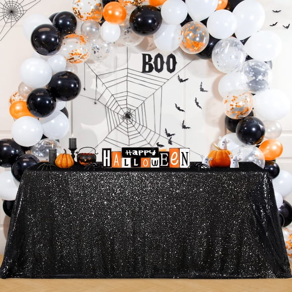 Mantel B-COOL con lentejuelas negras 127 x 203 cm para fiesta de boda