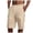 Khaki, variant on Cargo Shorts for Men Cotton Linen Lightweight Elastic Waist Straight Leg Relaxed Fit Beach Shorts with Pockets