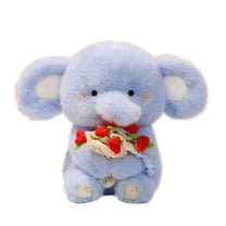 Valentines Plush - Elephant Stuffed Animals, 11.81 Inch Cute Rose-Bouquet Elephant Plush Toy for Holiday, Valentines Day Gifts for Girlfriend Boyfriend