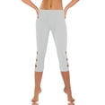 thumbnail image 2 of Minjewel Capri Pants for Women - Pleated Perforated Sports Leggings with Cow Tendon Suspension High Waist Slimming - Color Yoga Pants Workout Sets for Women,Light Gray L, 2 of 8