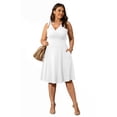 thumbnail image 4 of POSESHE Plus Size Women's Solid Sleeveless Evening Gown, Flowy V-Neck Midi Dress with Pockets, 4 of 5