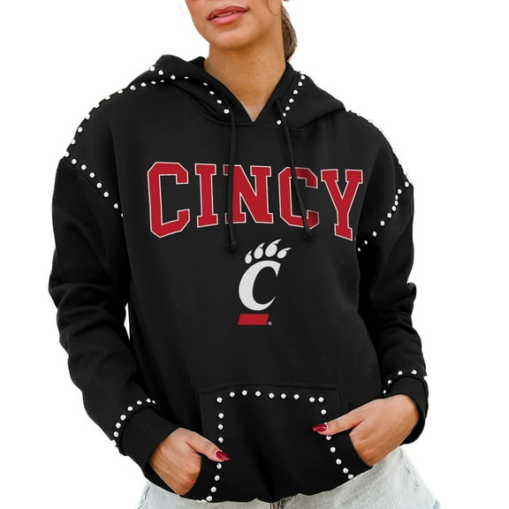Women's Gameday Couture  Black Cincinnati Bearcats Studded Pullover Hoodie