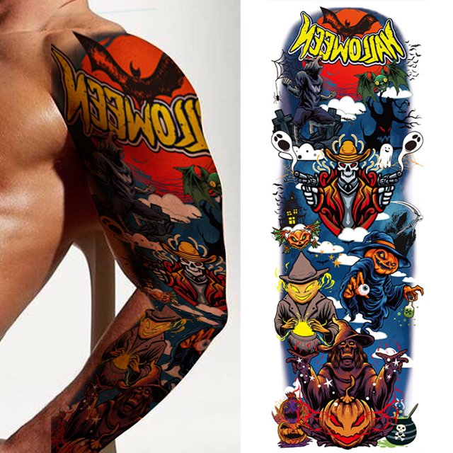 Etiqueta Engomada Del Tatuaje Del Brazo Pegatina de tatuaje para brazo, kit de pegatinas de arte de Halloween para niños y niñas (A) Likrtyny Libre de BPA