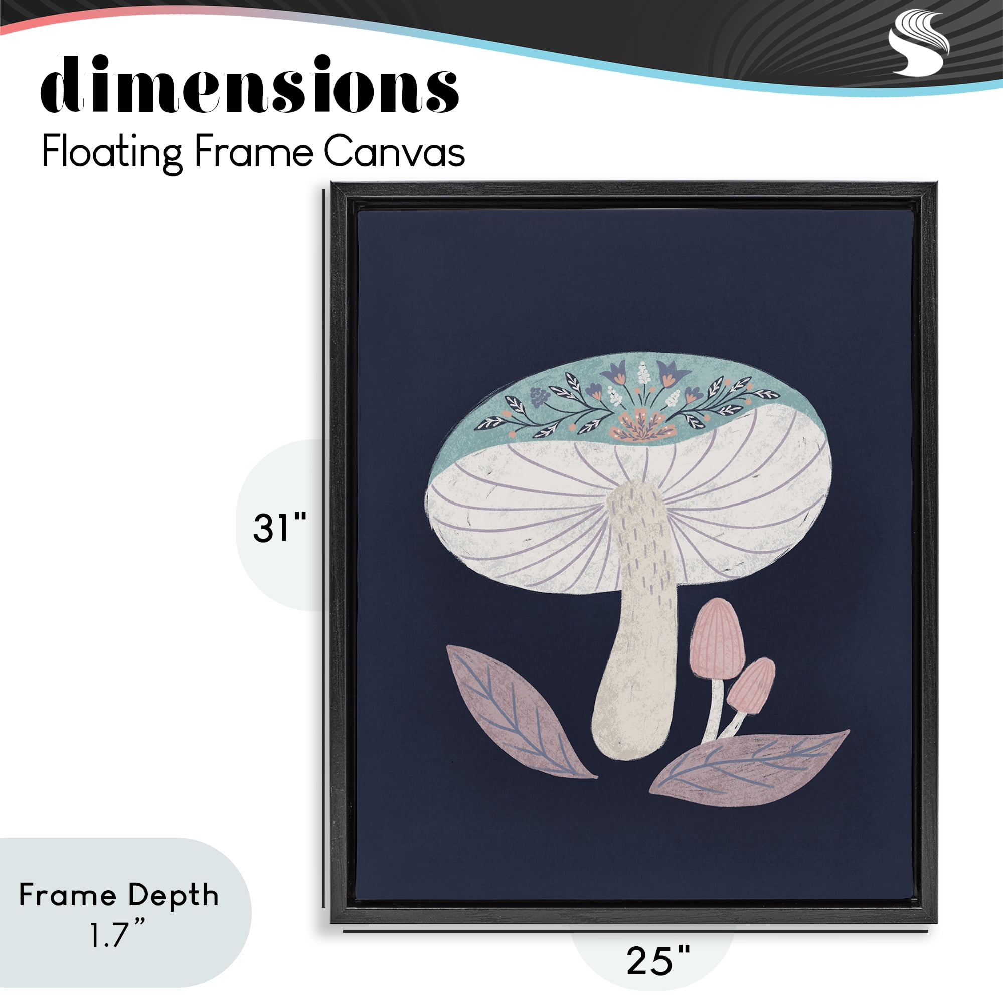 Stupell Industries Floral Cottage Mushroom Black Framed Floater Canvas Wall Art, design by Metka Hiti