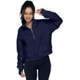 thumbnail image 4 of Womens Sweatshirts Half Zip Cropped Pullover Fleece Quarter Zipper Hoodies Fall outfits Clothes Thumb Hole, 4 of 12