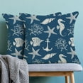thumbnail image 2 of Coastal Pillow Covers 18x18 Set of 2, Blue Ocean Themed Beach Fish Seashell Throw Pillow Covers Nautical Coral Starfish Cushion Case Summer Home Decor for Couch Sofa Outdoor, 2 of 6