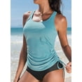 thumbnail image 6 of Charmo Womens Tankini Tops Only Ruched Tummy Control Sporty Swimsuit Tops Tie-Side Drawstrings Bathing Suit Tops (No Bottom), 6 of 10