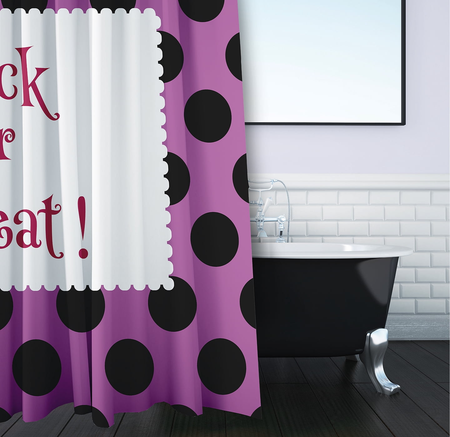 Simply Daisy 70" W x 73" L Halloween Trick or Treat Dots Polyester Shower Curtain, Orchid [1 Ct]