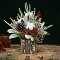 thumbnail image 4 of YOHAVEN Mini Pre-Lit Artificial Christmas Tree 14.56" Tabletop Holiday Decor with Lights Berries Pinecone Fawn Home Office Xmas Centerpiece, 4 of 6