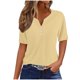 thumbnail image 1 of Mujeres de Algodón de Verano Tops de Color Sólido Casual Mediano de Manga Corta de Cuello Redondo, Camisa Ligera de Algodón de Imitación, 1 of 5