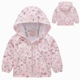 thumbnail image 2 of zuwimk Baby Windbreaker Jacket Toddler Kids Boys Girls Windproof Jacket Trendy Cute Cartoon Flowers Car Pattern Hooded Coat Rain Coat(10-12 Years,Pink), 2 of 4