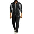 thumbnail image 2 of Handshe Men's Solid Color Tracksuit Set, Full-Zip Jacket with Pockets and Elastic Cuffs, Comfortable Sportswear for Gym and Daily Wear, 2 of 7