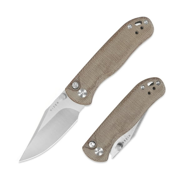 Kizer Drop Bear 2 EDC Folding Pocket Knife Nitro-V Blade Micarta Handle, V3619.2CC1