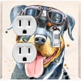 thumbnail image 1 of Metal Light Switch Plate Cover Cute Rottweiler Aviator Outfit Beige DOG020, 1 of 13