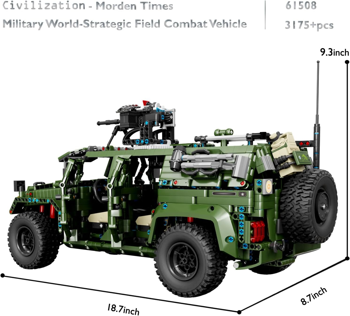 Military Cars Building Sets 61508, Army Off Road Vehicle Warrior Combat Model Truck, Collectible Model Car Kits to Build, Gifts for Men (3,175 Pieces)