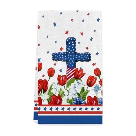 Dvumao Independence Day Kitchen Towels 23.6x15.7 Inch Absorbent Dish Towels for Summer Cooking & Baking
