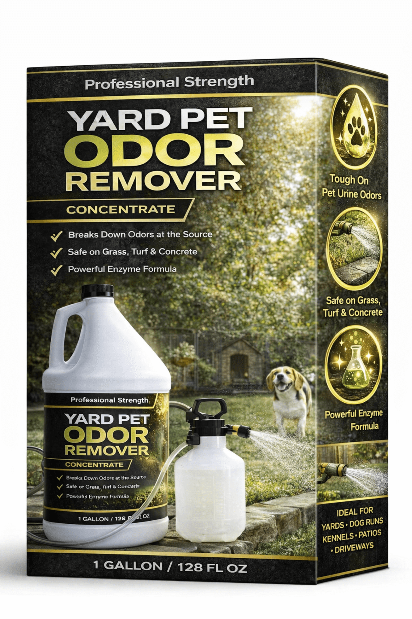 Nature's Freedom Yard Pet Odor Remover Concentrate, Enzyme Formula for Outdoor Odor Control, 1 Gallon