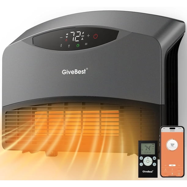 Calentador de pared inteligente GiveBest con control remoto WiFi de 1500 W, color gris