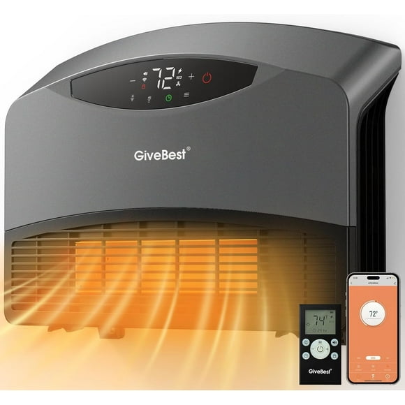 Calentador de pared inteligente GiveBest con control remoto WiFi de 1500 W, color gris