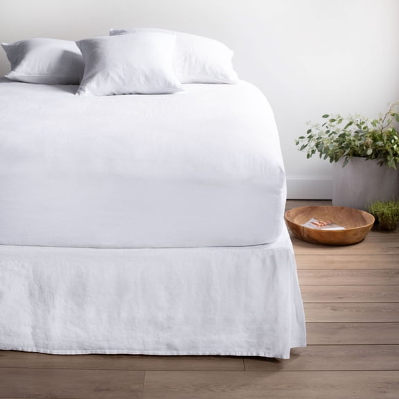 100% French Linen Bedskirt - Twin - White | BOKSER HOME