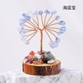 thumbnail image 1 of Xiao Hua Árbol de flores de piedra triturada de cristal natural azul, base de pila de madera, árbol de la fortuna, tejido a mano, árbol de la vida, adorno artesanal para el hogar, 1 pieza, 1 of 5