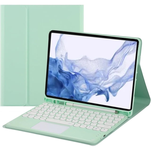 Funda con teclado táctil para Samsung Galaxy Tab S8/Tab S7 de 11 pulgadas (modelo SM-X700/X706/T870/T875/T878), con portalápices, teclado Bluetooth magnético desmontable