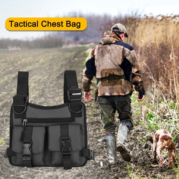 Bolsa de pecho para hombre, chaleco táctico funcional de Street Boy Hip-hop para viajes, gris JShteea Para Estrenar