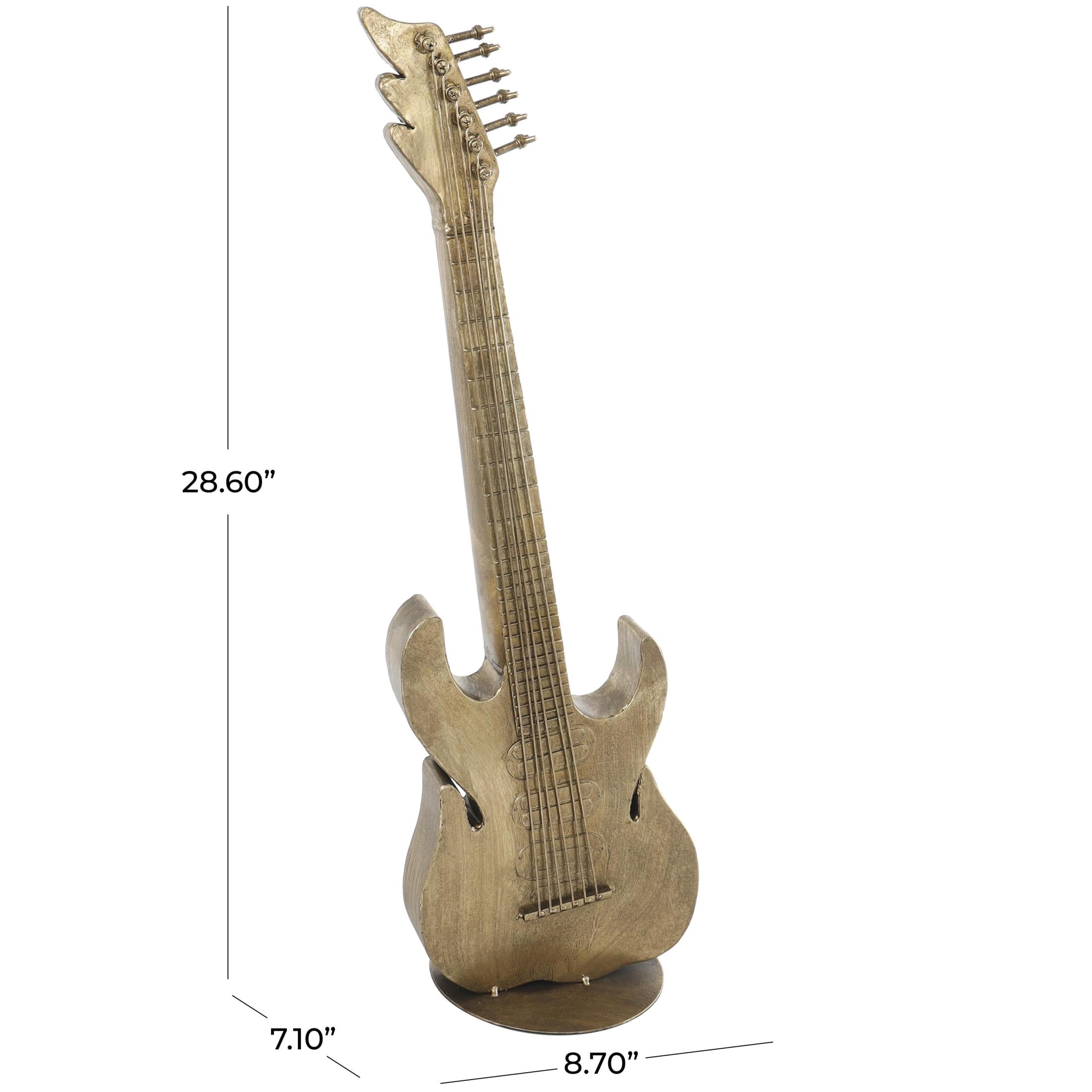 9" x 29" Multi Colored Metal Vibrant Guitar Sculpture with a Dripped Paint Design, by DecMode
