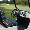 thumbnail image 6 of Pzuqiu Distressed Rainbow American Flag Golf Cart Seat Cover Set - 2-Piece Stretchable Washable Protector | Fits Most 2-Seater Club Car, EZGO & Yamaha, 6 of 9