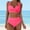 Pink_011, variant on Green Vintage, Polyester One Piece Swimsuit Women, Women High Waisted Bikini Sexy Push up Two Piece Swimsuits Vintage Swimsuit Two Piece Retro Ruched High Waist Print Bikini Set, 2XL