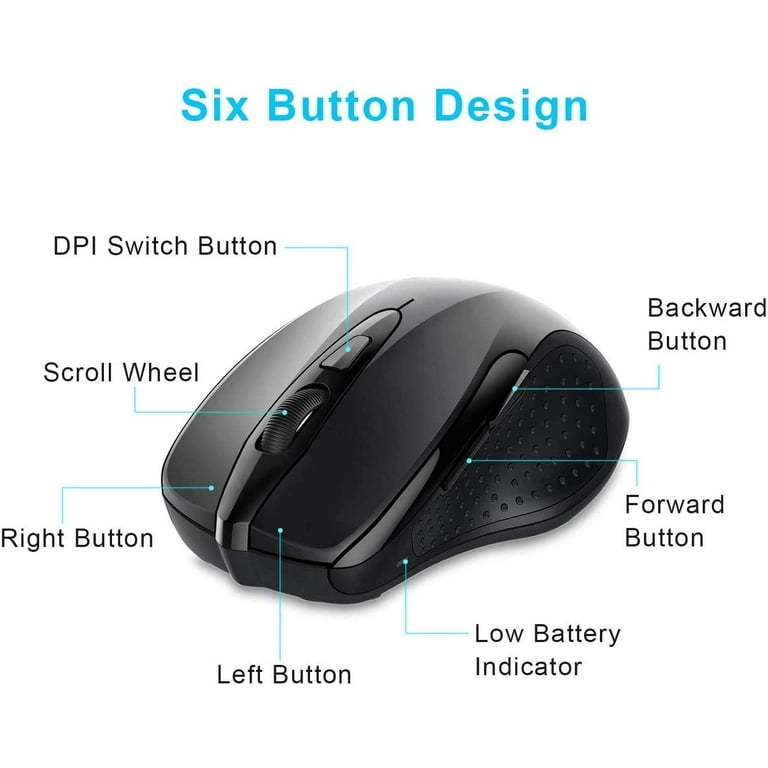 TeckNet 2600DPI Bluetooth Wireless Mouse, 12 Months Battery Life with  Battery Indicator, 2600/2000/1600/1200/800DPI 