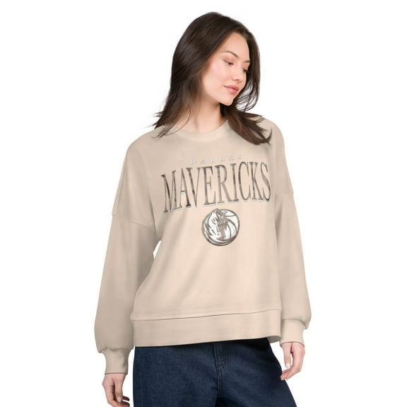 Women's G-III 4Her by Carl Banks Natural Dallas Mavericks Oversized Vet II Sweatshirt